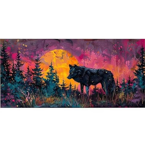 Malen Nach Zahlen Erwachsene Farbe Wolf, Kinder für Anfänger Einfaches DIY-Ölgemälde-Set auf Leinwand mit Pinseln und Acrylpigment, Bastelset Erwachsene Malen, Hause Dekor Geschenk 100x200cm Ws-16 von Lionhai