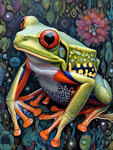 Malen Nach Zahlen Erwachsene Frosch, Malen Nach Zahlen Kinder ab 7 8 9 10 Jahre Mädchen Paint by Numbers, Anfänger Malen Nach Zahlen, Perfekt für Home Wand Dekor und Festival Geschenke 100x130cm L-650 von Lionhai