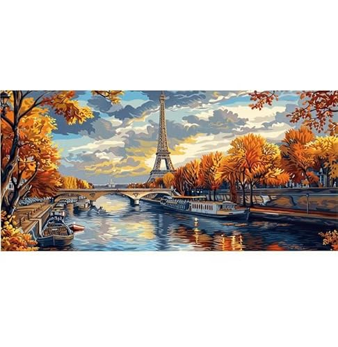 Malen Nach Zahlen Erwachsene Paris Turm, Kinder für Anfänger Einfaches DIY-Ölgemälde-Set auf Leinwand mit Pinseln und Acrylpigment, Bastelset Erwachsene Malen, Hause Wand Dekor Geschenk 100x200cm Ws-4 von Lionhai