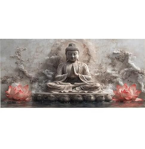 Malen Nach Zahlen Erwachsene Zen Lotus, Kinder für Anfänger Einfaches DIY-Ölgemälde-Set auf Leinwand mit Pinseln und Acrylpigment, Bastelset Erwachsene Malen, Hause Wand Dekor Geschenk 60x120cm Ws-34 von Lionhai