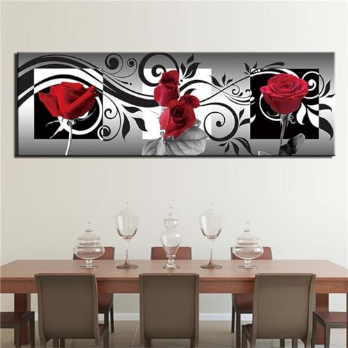 Rote Rose Diamond Painting Groß XXL 100x50CM, DIY 5D Diamanten Painting abstrakt Diamond Painting Erwachsene Kinder, Diamand Art Strass Stickerei Paintings Set, Zimmer deko Wohnzimmer, Geschenk von Lionhai