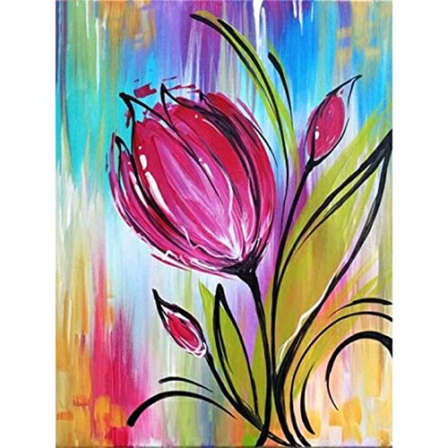 Diamond Painting Full, Farbige Blumen 5D Diamant Painting Bilder Diamond Painting Kit DIY malen nach Zahlen Erwachsene Kinder Stickerei Malerei Kreuzstich für Home Wall Décor Round Drill 50x70cm von 壱岐の華