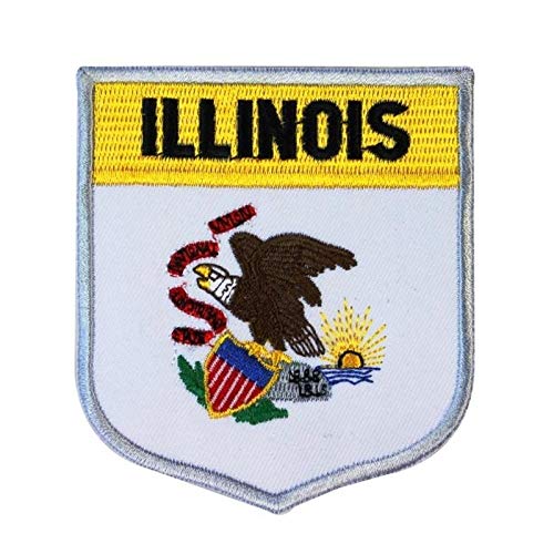 LipaLipaNa State of Illinois Flag Shield Embroidered Applique Patch Aufnäher Besticktes Patch zum Aufbügeln Applique Souvenir Zubehör von LipaLipaNa