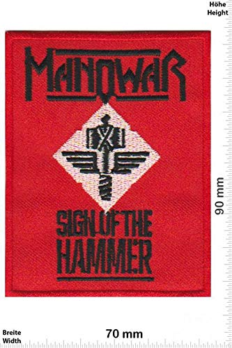 Manowar - Sign of the Hammer Aufnäher Besticktes Patch zum Aufbügeln Applique Souvenir Zubehör von LipaLipaNa