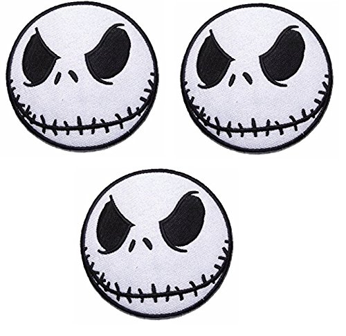 Nightmare Before Christmas Jack Skellington Head Iron On Set of 3 Patches Aufnäher Besticktes Patch zum Aufbügeln Applique Souvenir Zubehör von LipaLipaNa