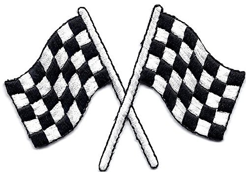 RACING-CHECKERED CROSSED FLAGS Aufbügeln PatchRacing, NASCAR, Autorennen, Andenkenzubehör für Fahrzeugapplikationen von LipaLipaNa