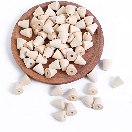 50pcs Natürliche Holzperlen Kegelform Unvollendete Hölzerne Losen Perlen Holzhalterperlen Loch Für Handwerks -DIY -schmuckherstellung von Lipfer