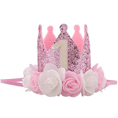 Lipfer 1. Geburtstagshut, Glitzerkrone Erster Geburtstag Hut Prinzessin Tiara Girl Geschenk Fotokabine Requisiten Geburtstagsfeier Dekorationen von Lipfer