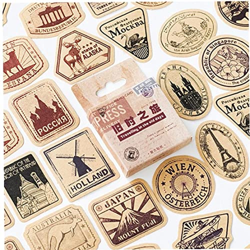 Lipfer 46pcs/Box Vintage Travel Sticker Kraft Dekoratives Klebstoff -Etikett Versiegelungsaufkleber Scrapbooking Diary DIY -alben von Lipfer