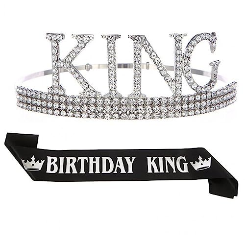 Lipfer Geburtstagsking Crown Und Schash Birthday King Sash Für Männer Banner Kronkronung Geburtstagsparty Dekorationen Für Jungen Teenager von Lipfer