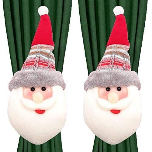 Lipfer Weihnachtsvorhang Buckle Tieback 2pcs Santa Snowman Elch Vorhang Tiebacks Holdback Fastener Schnalle Klemme Weihnachtskerndekoration von Lipfer