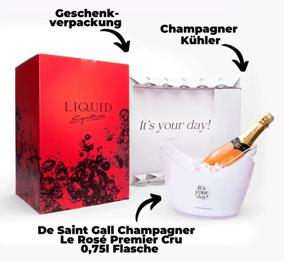 Champagner Box „It's Your Day" - Geschenkset Aus Einer Flasche Exquisitem Champagner, Kühler Und Stilvoller Geschenkverpackung von LiquidSignature