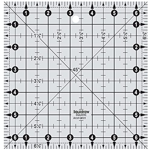 Liquidraw QE01 Quadratisches Quilt-Lineal, Acryl, 16,5 x 16,5 cm von Liquidraw