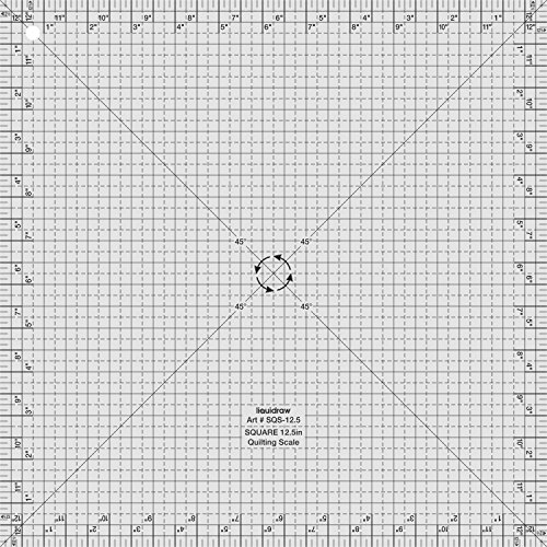 Liquidraw Quadratisches Quilt-Lineal, transparente Acryl-Schablone, Imperial 16,5 x 16,5 cm, 31,8 x 31,8 cm von Liquidraw