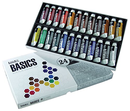 Liquitex 101024 Basics Studio Acrylfarbe, 24 Farben in 22 ml Tuben aus hochwertige und beständige Pigmente, sehr deckende Farben, ausgezeichnete Lichtbeständigkeit, wasserfest von Liquitex