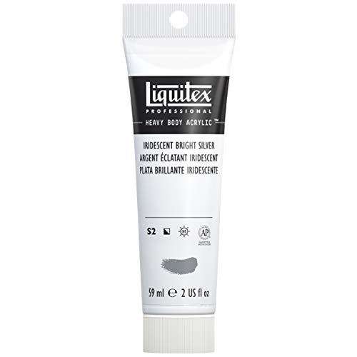 Liquitex 1045236 Professional Heavy Body Acrylfarbe in Künstlerqualität mit ausgezeichneter Lichtechtheit in buttriger Konsistenz, 59ml Tube - Irisierendes helles Silber von Liquitex