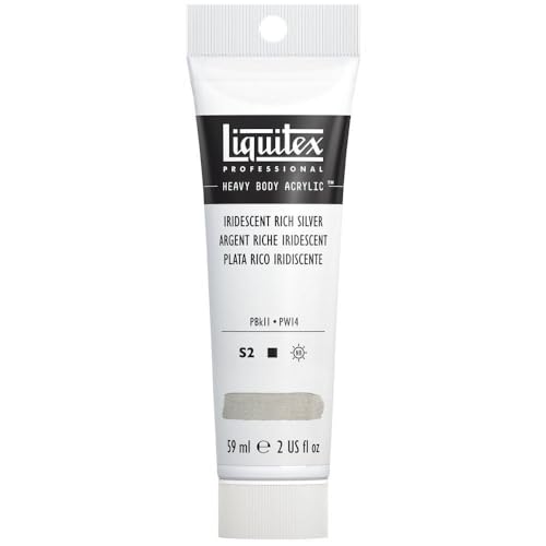 Liquitex 1045239 Professional Heavy Body Acrylfarbe in Künstlerqualität mit ausgezeichneter Lichtechtheit in buttriger Konsistenz, 59ml Tube - Irisierendes sattes Silber von Liquitex