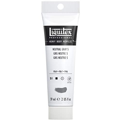 Liquitex 1045599 Professional Heavy Body Acrylfarbe in Künstlerqualität mit ausgezeichneter Lichtechtheit in buttriger Konsistenz, 59ml Tube - Neutralgrau Nr. 5 von Liquitex