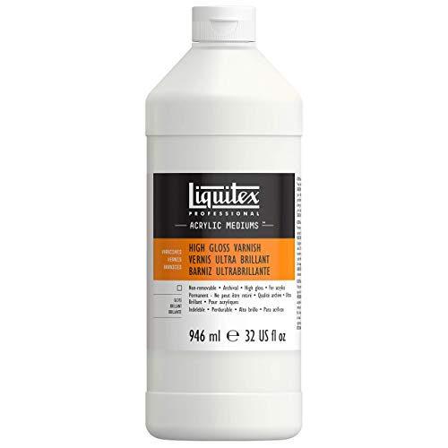 Liquitex 126632 Professional hochglänzender Firnis für Öl- und Acrylfarben, hochelastisch, universell einsetzbarer Schlussfirnis in Archivqualität - 946ml Flasche, Transparent von Liquitex