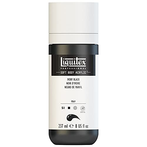 Liquitex 1923244 Professional Acrylfarbe Soft Body - Künstlerfarbe in cremiger deckender Konsistenz, hohe Pigmentierung, lichtecht & alterungsbeständig, 237ml Flasche - Elfenbeinschwarz von Liquitex