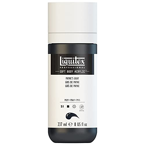 Liquitex 1923310 Professional Acrylfarbe Soft Body - Künstlerfarbe in cremiger deckender Konsistenz, hohe Pigmentierung, lichtecht & alterungsbeständig, 237ml Flasche - Paynes Grau von Liquitex