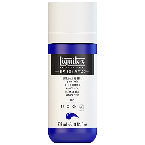 Liquitex 1923380 Professional Acrylfarbe Soft Body - Künstlerfarbe in cremiger deckender Konsistenz, hohe Pigmentierung, lichtecht & alterungsbeständig, 237ml Flasche - Ultramarinblau (Grünton) von Liquitex