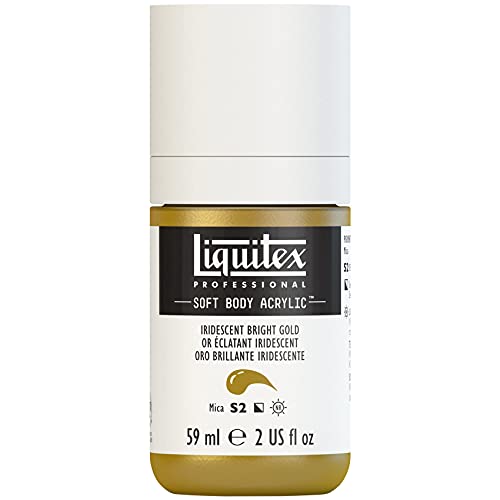 Liquitex 1959234 Professional Acrylfarbe Soft Body - Künstlerfarbe in cremiger deckender Konsistenz, hohe Pigmentierung, lichtecht & alterungsbeständig, 59ml Flasche - Irisierendes Helles Gold von Liquitex