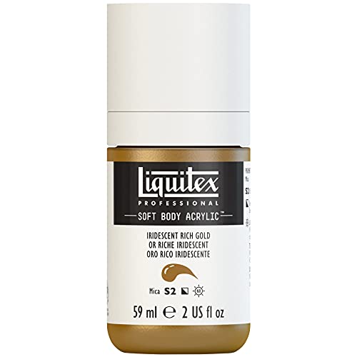 Liquitex 1959235 Professional Acrylfarbe Soft Body - Künstlerfarbe in cremiger deckender Konsistenz, hohe Pigmentierung, lichtecht & alterungsbeständig, 59ml Flasche - Irisierendes Sattes Gold von Liquitex