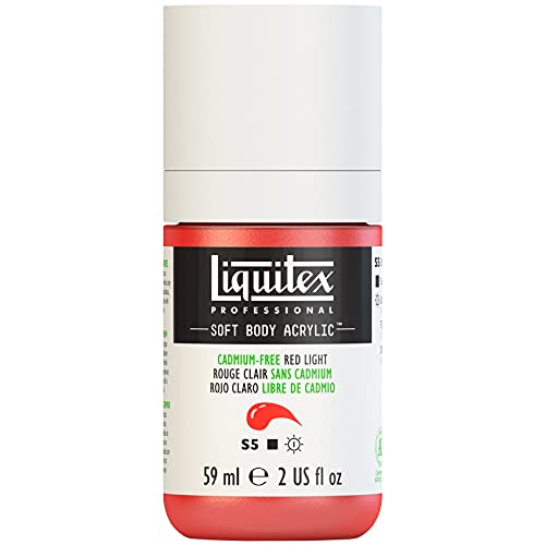 Liquitex 1959893 Professional Acrylfarbe Soft Body - Künstlerfarbe in cremiger deckender Konsistenz, hohe Pigmentierung, lichtecht & alterungsbeständig, 59ml Flasche - Kadmiumfrei Rot Hell von Liquitex