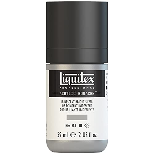 Liquitex 2059236 Professional Acryl Gouache - Irisierendes Helles Silber , 59ml Flasche, matt - Acrylfarbe mit Gouache Eigenschaften, Hochdeckend, Wasserfest & Lichtecht von Liquitex