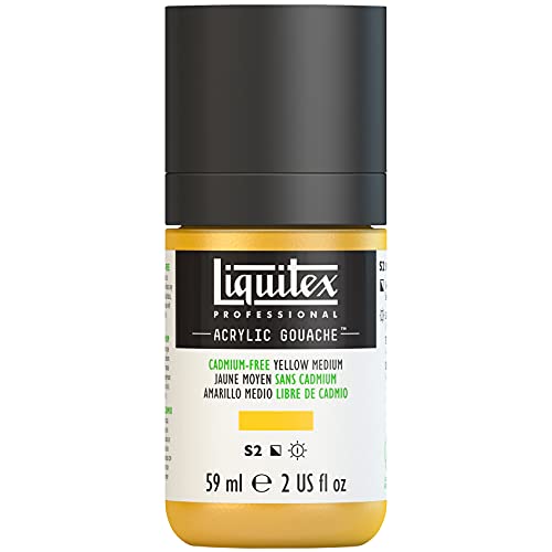 Liquitex 2059890 Professional Acryl Gouache - Kadmiumfrei Gelb Mittel , 59ml Flasche, matt - Acrylfarbe mit Gouache Eigenschaften, Hochdeckend, Wasserfest & Lichtecht von Liquitex