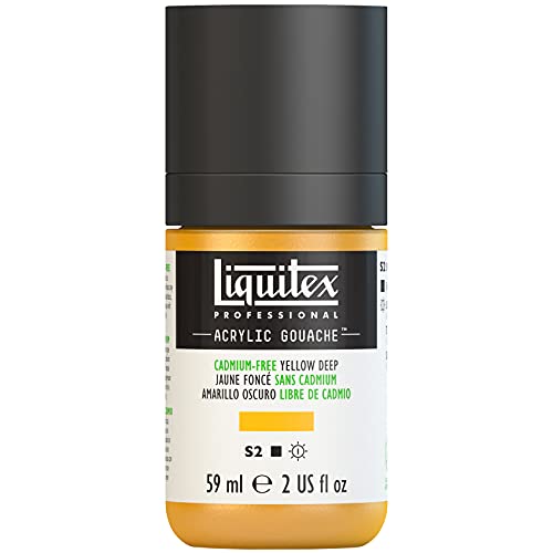 Liquitex 2059891 Professional Acryl Gouache - Kadmiumfrei Gelb Dunkel, 59ml Flasche, matt - Acrylfarbe mit Gouache Eigenschaften, Hochdeckend, Wasserfest & Lichtecht von Liquitex