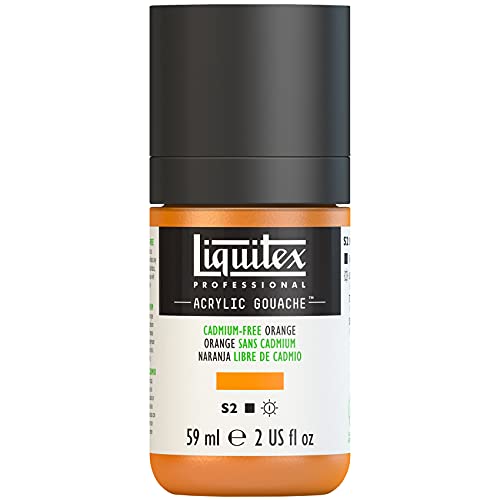 Liquitex 2059892 Professional Acryl Gouache - Kadmiumfrei Orange , 59ml Flasche, matt - Acrylfarbe mit Gouache Eigenschaften, Hochdeckend, Wasserfest & Lichtecht von Liquitex