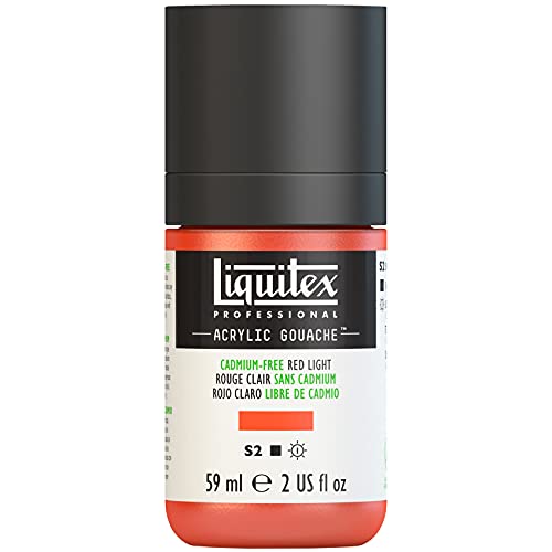 Liquitex 2059893 Professional Acryl Gouache - Kadmiumfrei Rot Hell , 59ml Flasche, matt - Acrylfarbe mit Gouache Eigenschaften, Hochdeckend, Wasserfest & Lichtecht von Liquitex