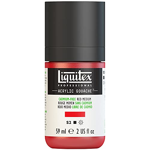 Liquitex 2059894 Professional Acryl Gouache - Kadmiumfrei Rot Mittel , 59ml Flasche, matt - Acrylfarbe mit Gouache Eigenschaften, Hochdeckend, Wasserfest & Lichtecht von Liquitex