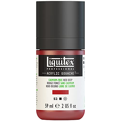 Liquitex 2059895 Professional Acryl Gouache - Kadmiumfrei Rot Dunkel , 59ml Flasche, matt - Acrylfarbe mit Gouache Eigenschaften, Hochdeckend, Wasserfest & Lichtecht von Liquitex