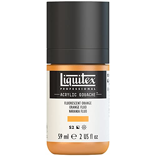 Liquitex 2059982 Professional Acryl Gouache - Orange Fluo, 59ml Flasche, matt - Acrylfarbe mit Gouache Eigenschaften, Hochdeckend, Wasserfest & Lichtecht von Liquitex