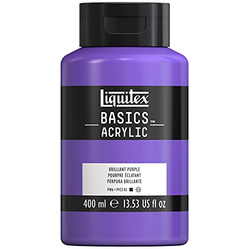 Liquitex 220712 Basics - Acrylfarbe, monopigmentierte Künstlerpigmente, lichtecht, mittlere Viskosität, Achivqualität, seidenglänzender Finish, 400ml Topf, Brillantlila von Liquitex