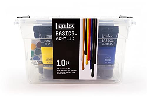 Liquitex 3699303 Basic - Acrylfarbe, monopigmentierte Künstlerpigmente, lichtecht, mittlere Viskosität, Achivqualität, seidenglänzender Finish, Starter Set von Liquitex