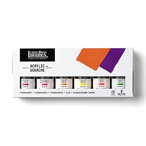 Liquitex 3699324 Proffessional Acrylic Gouache, Fluofarben, Set 6 Flaschen a 59ml von Liquitex