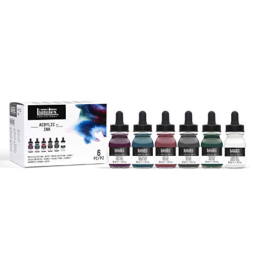 Liquitex 3699355 flüssige Professional Acrylfarben - Ink, 6 x 30ml Gedämpfte Töne + Weiß von Liquitex