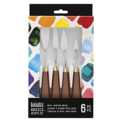 Liquitex 3699372 Basics Malmesser Set mit rostfreier elastischer Metallklinge für Acrylfarben oder Ölfarben im Set - 6 Palettenmesser von Liquitex