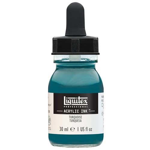 Liquitex 4260287 flüssige Professional Acrylfarben - Ink, Tusche, 30 ml, hochpigmentierte Airbrushfarbe, Türkis von Liquitex