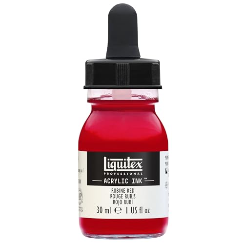 Liquitex 4260388 flüssige Professional Acrylfarben - Ink, Tusche, 30 ml, hochpigmentierte Airbrushfarbe, Rubinrot von Liquitex