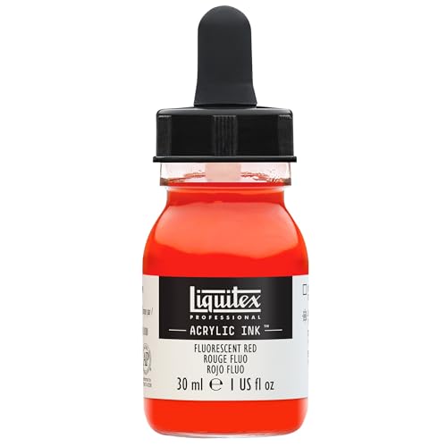 Liquitex 4260983 flüssige Professional Acrylfarben - Ink, Tusche, 30 ml, hochpigmentierte Airbrushfarbe, Fluo Rot von Liquitex