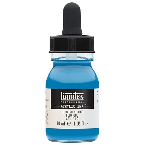 Liquitex 4260984 flüssige Professional Acrylfarben - Ink, Tusche, 30 ml, hochpigmentierte Airbrushfarbe, Fluo Blau von Liquitex