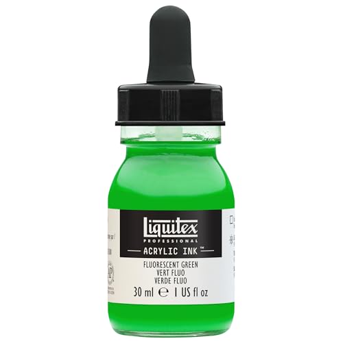 Liquitex 4260985 flüssige Professional Acrylfarben - Ink, Tusche, 30 ml, hochpigmentierte Airbrushfarbe, Fluo Grün von Liquitex