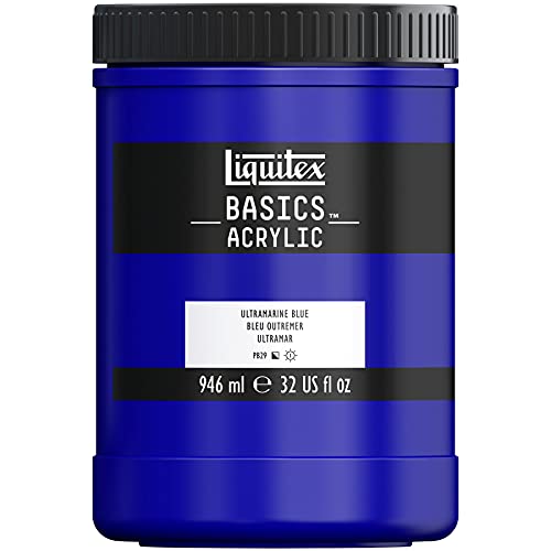 Liquitex 4332380 Basics - Acrylfarbe, monopigmentierte Künstlerpigmente, lichtecht, mittlere Viskosität, Achivqualität, seidenglänzender Finish, 946ml Topf, Ultramarinblau von Liquitex