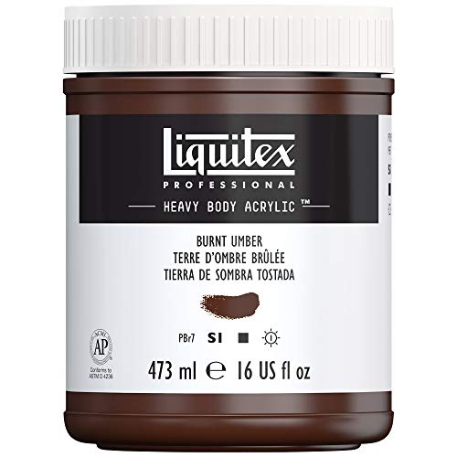 Liquitex 4412128 Professional Heavy Body Acrylfarbe in Künstlerqualität mit ausgezeichneter Lichtechtheit in buttriger Konsistenz, 473ml Topf - Umbra gebrannt von Liquitex