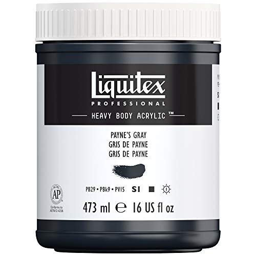 Liquitex 4412310 Professional Heavy Body Acrylfarbe in Künstlerqualität mit ausgezeichneter Lichtechtheit in buttriger Konsistenz, 473ml Topf - Paynes Grau von Liquitex